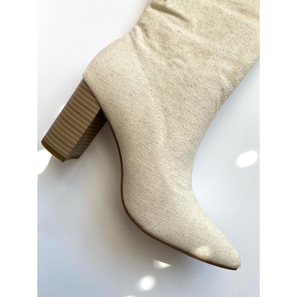 NWT Fiona Slouched Block Heal Boot in Natural, JustFab - Picture 11 of 13